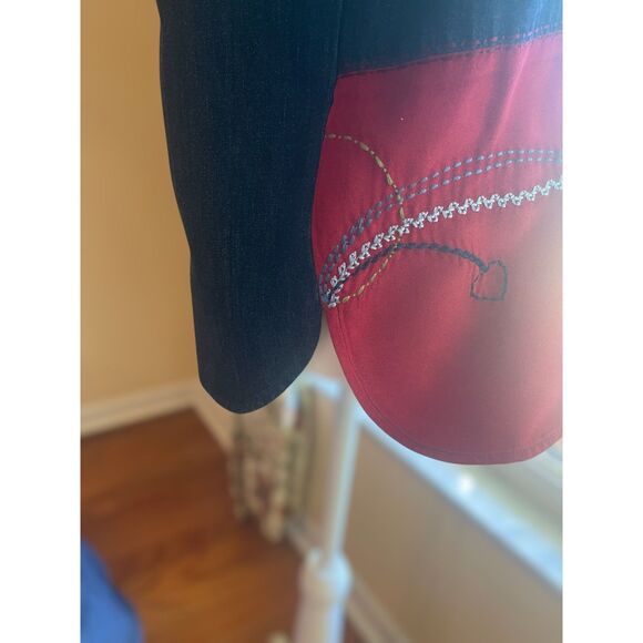 VTG Napa Valley Petites Womens Patchwork Denim Button Down Shirt Top SMALL Jean - Picture 6 of 16